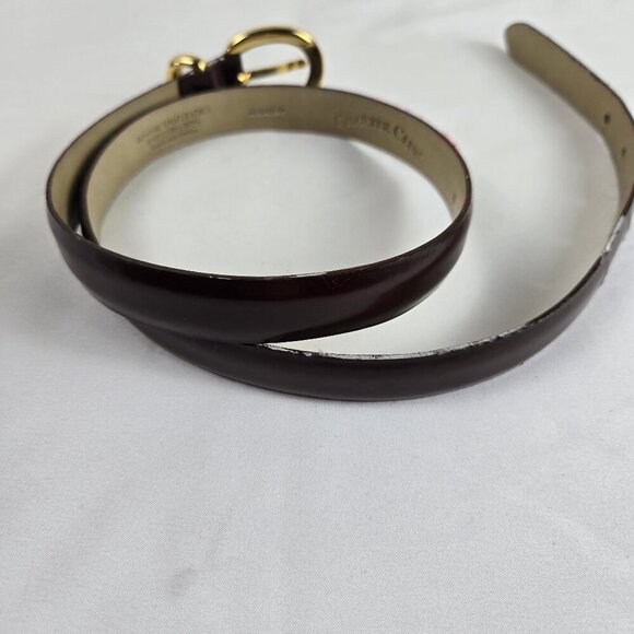 Charter Club Women's Size Medium Burgundy Split Leather Belt Gold Hardware - Picture 5 of 10